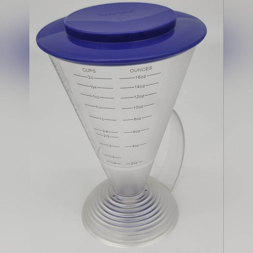 Tupperware 3 In 1 Measuring Cup, Funnel, & Strainer Blue Top #3783